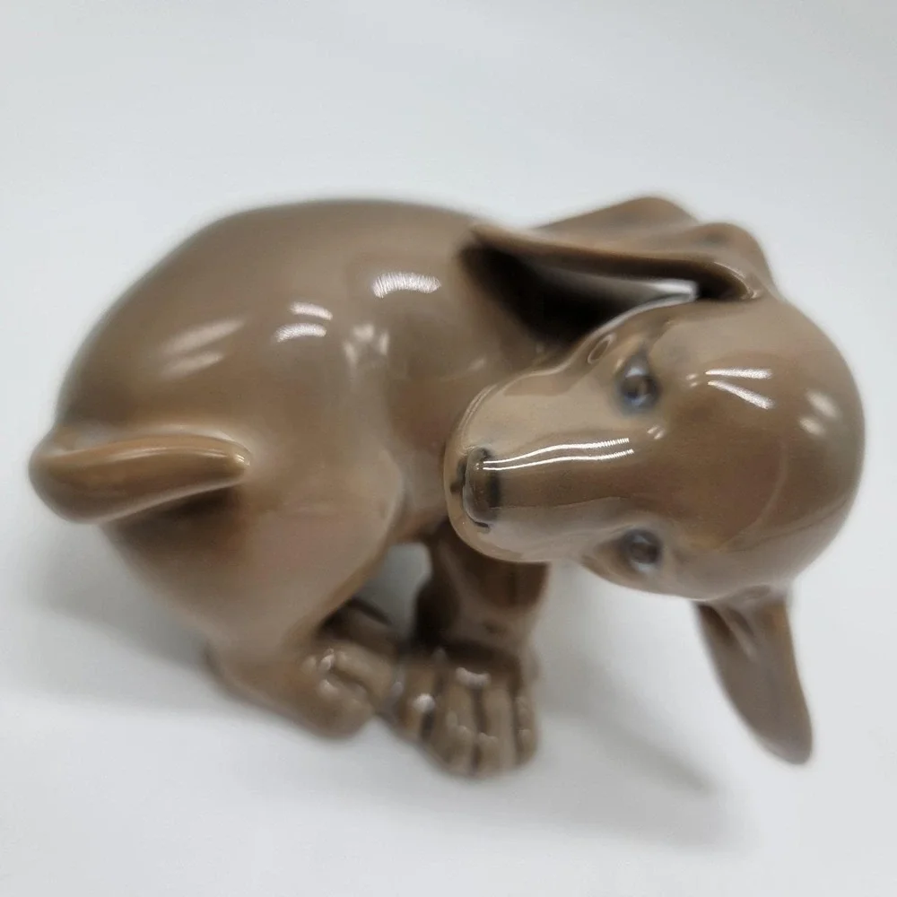 Royal Copenhagen 1407 / 1408 Dachshund Puppy Dogs Figurines Set Porcelain No Box